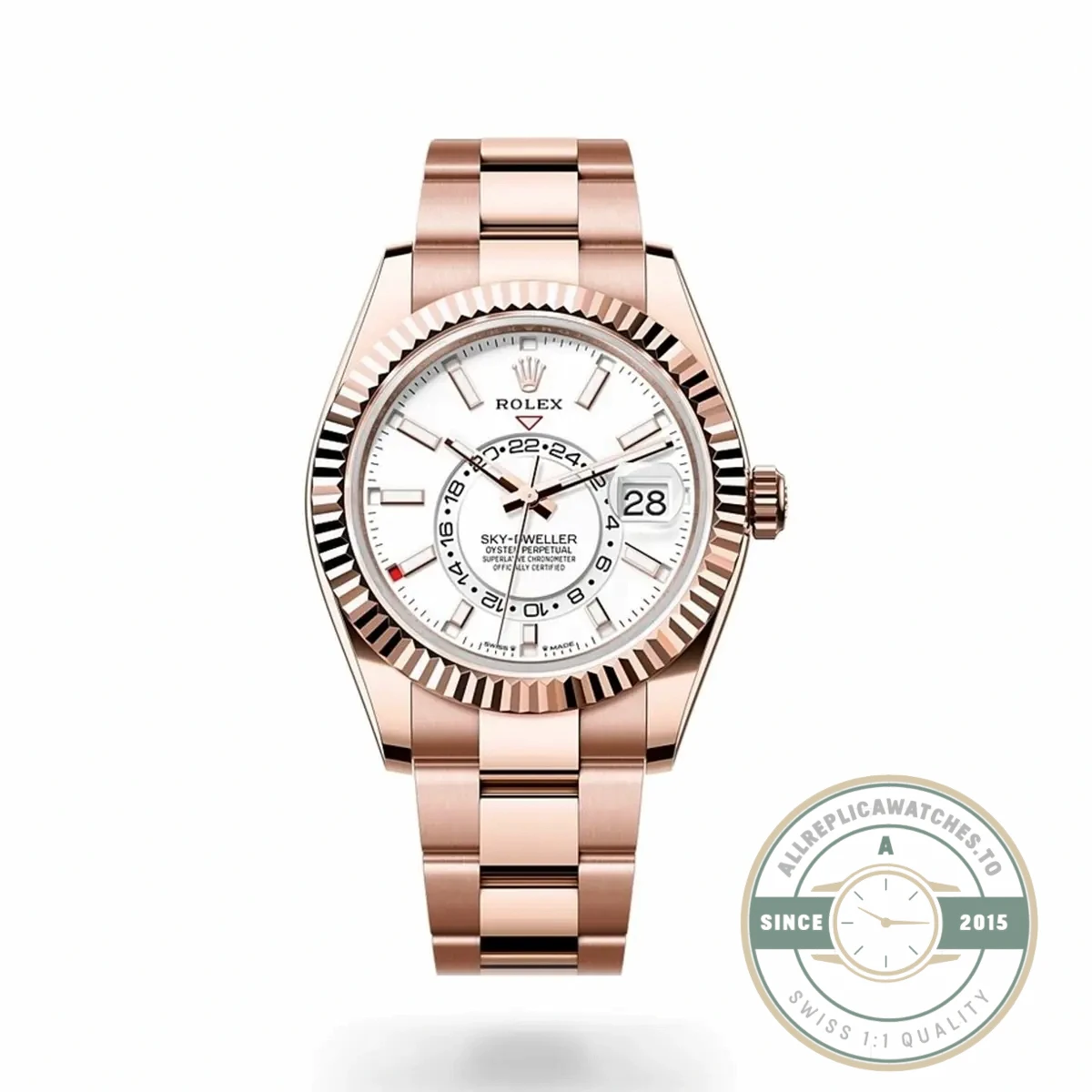 Replica Rolex Sky-Dweller 336935 Everose White Dial 42m - Best Quality Replica Watch