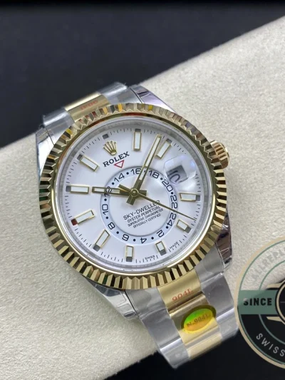 Replica Rolex Sky-Dweller Yellow Gold 326933 42mm Dial - Affordable Super Clone Watch