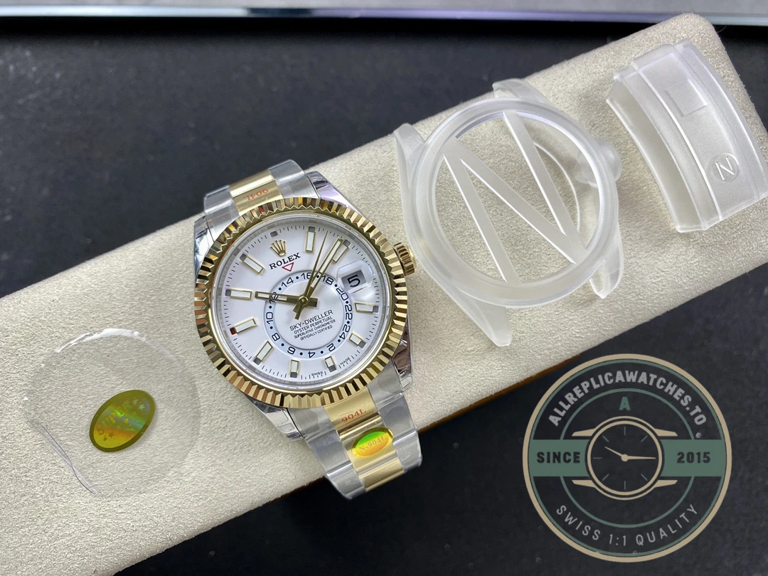Replica Rolex Sky-Dweller Yellow Gold 326933 42mm Dial - Affordable Super Clone Watch