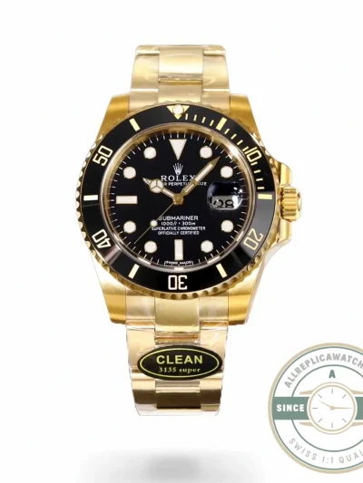 Replica Rolex Submariner 40 mm Yellow Gold 116618LN Black Dial - 1:1 Swiss Replica Watch