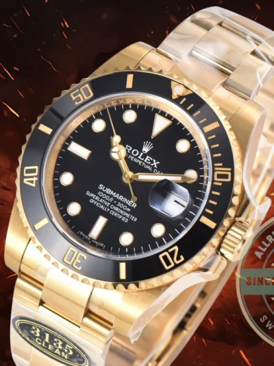 Replica Rolex Submariner 40 mm Yellow Gold 116618LN Black Dial - Best Quality Replica Watch