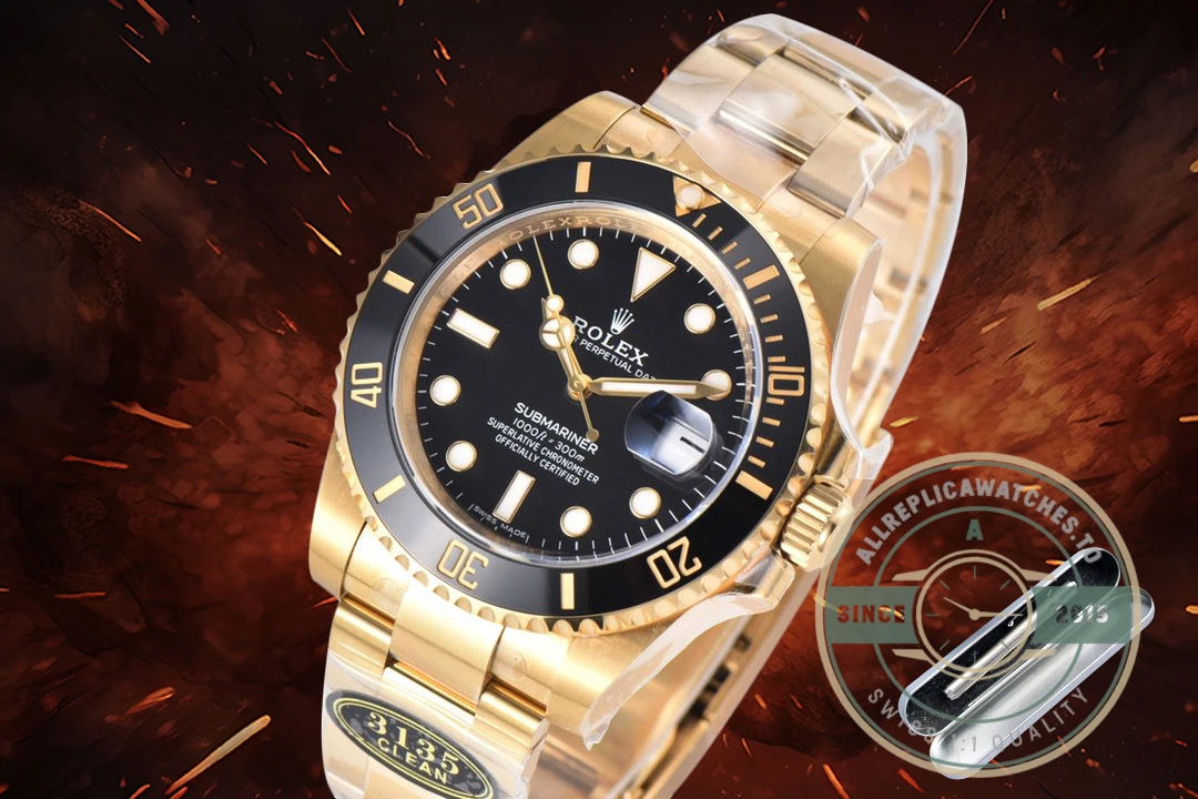 Replica Rolex Submariner 40 mm Yellow Gold 116618LN Black Dial - Best Quality Replica Watch