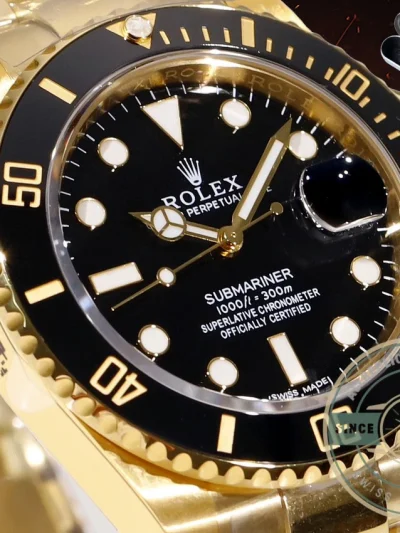 Replica Rolex Submariner 40 mm Yellow Gold 116618LN Black Dial - Premium Super Clone Watch