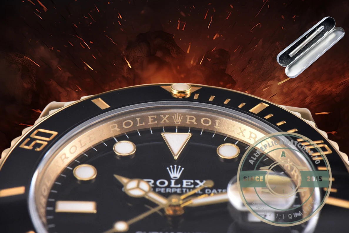 Replica Rolex Submariner 40 mm Yellow Gold 116618LN Black Dial - Premium Super Clone Watch