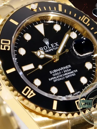 Replica Rolex Submariner 40 mm Yellow Gold 116618LN Black Dial - Swiss Movement Replica Watch