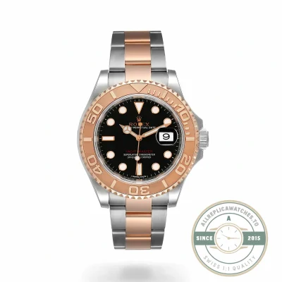 Replica Rolex YACHTMASTER ROSE GOLD STEEL 116621 BLACK DIAL 40MM - Budget Luxury Replica Watch
