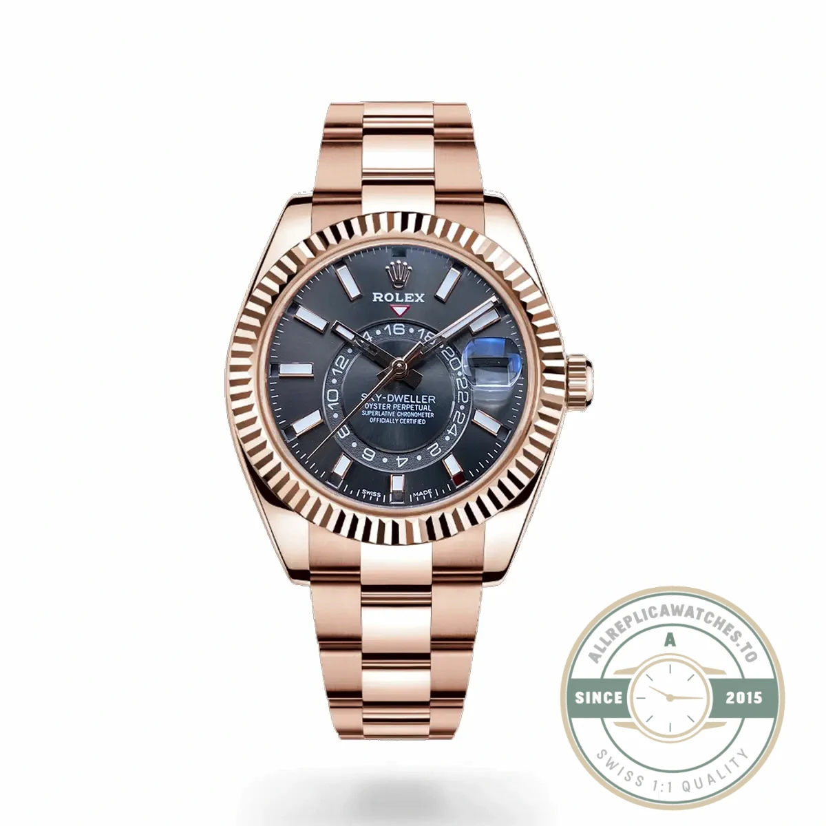 Replica Sky-Dweller 42 mm Everose gold 326935 Black Dial 42mm - 1:1 Swiss Replica Watch