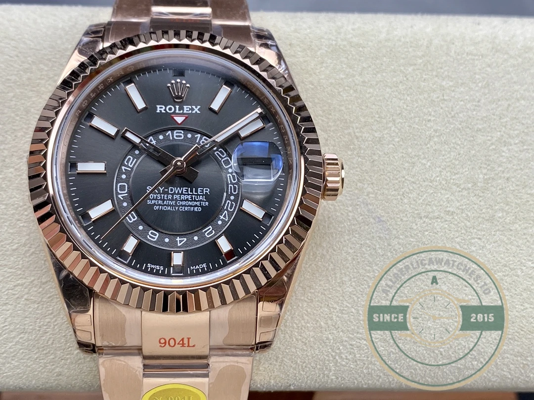 Replica Sky-Dweller 42 mm Everose gold 326935 Black Dial 42mm - Top-Tier Swiss Replica Watch