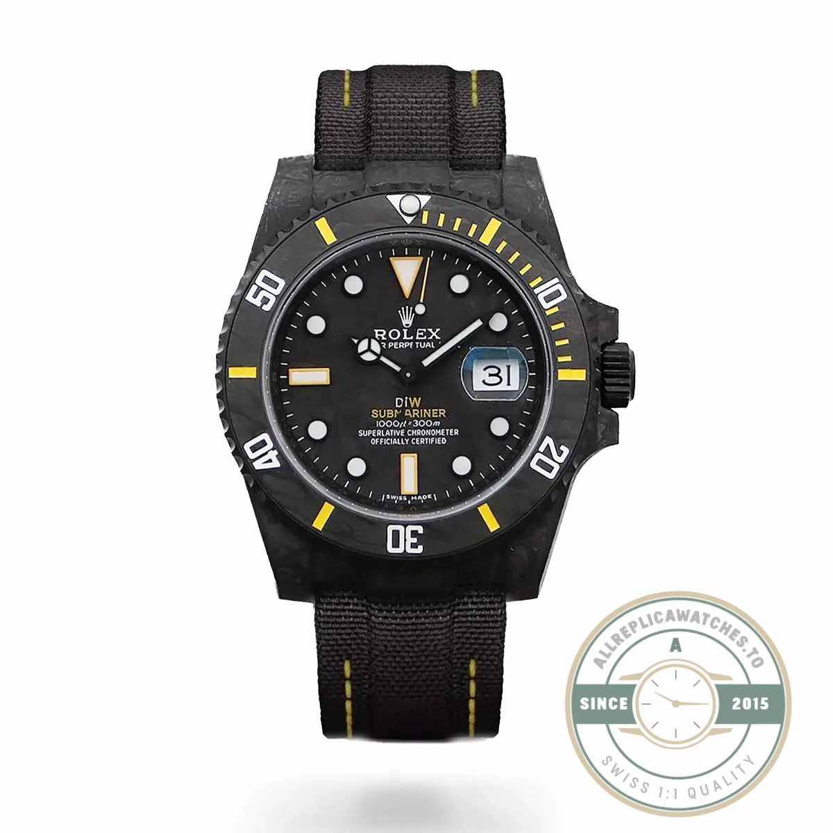 Replica Submariner Carbon Black Nylon Strap VS3135 - Factory Super Clone Watch