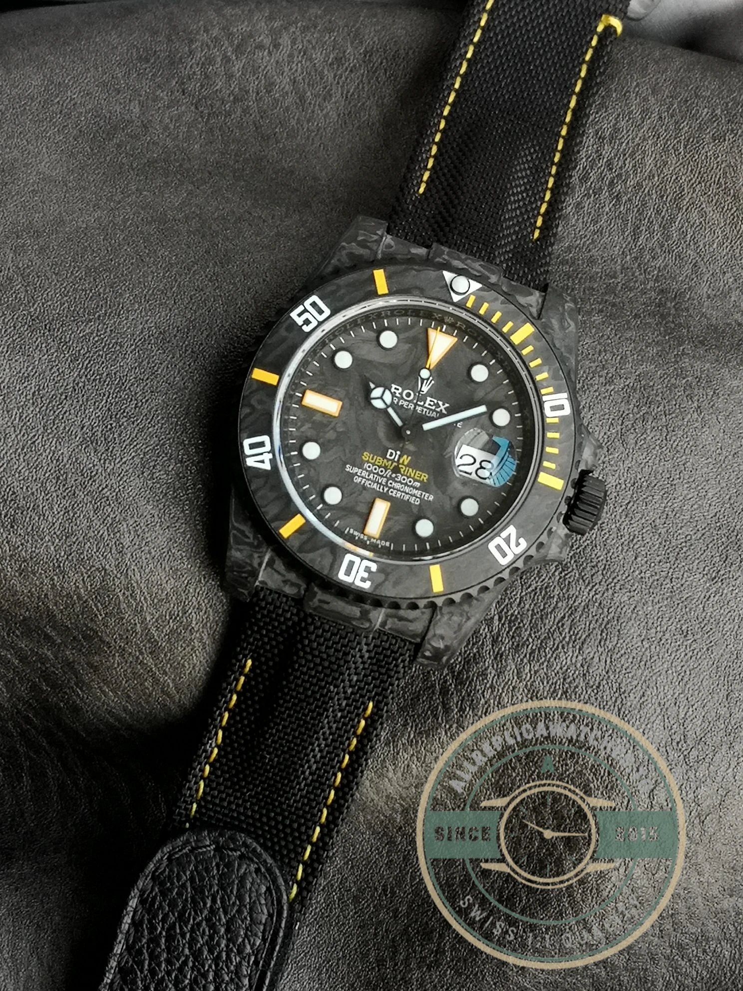 Replica Submariner Carbon Black Nylon Strap VS3135 - Budget Luxury Replica Watch
