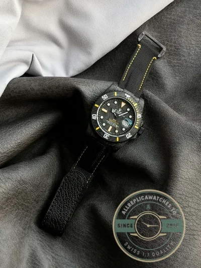 Replica Submariner Carbon Black Nylon Strap VS3135 - Affordable Luxury Replica Timepiece