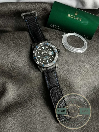 Replica Submariner DIW Carbon Blue on Nylon Strap VS3140 - Swiss Movement Replica Watch