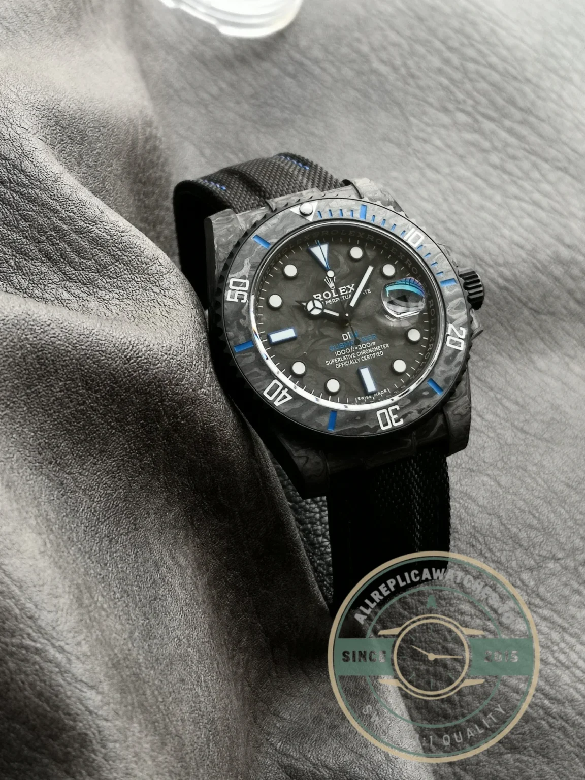 Replica Submariner DIW Carbon Blue on Nylon Strap VS3140 - Budget Luxury Replica Watch
