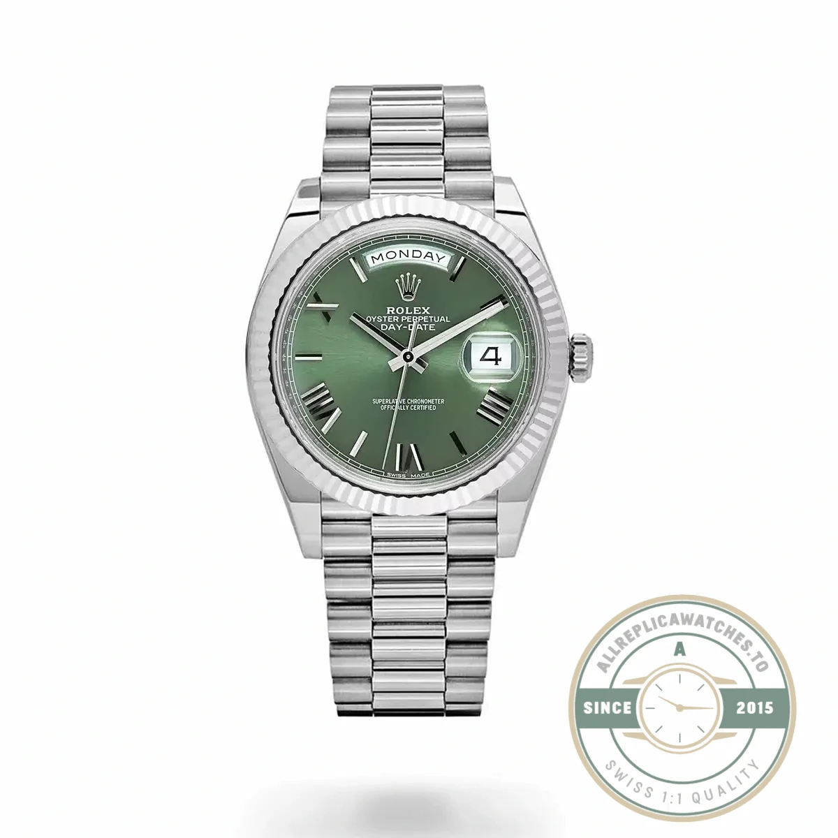 Rolex Day-Date 40mm Olive Green Roman Dial 228239 - Affordable Super Clone Watch