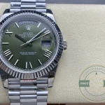 Rolex Day-Date 40mm Olive Green Roman Dial 228239 - Top-Tier Swiss Replica Watch
