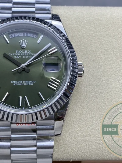 Rolex Day-Date 40mm Olive Green Roman Dial 228239 - Top-Tier Swiss Replica Watch