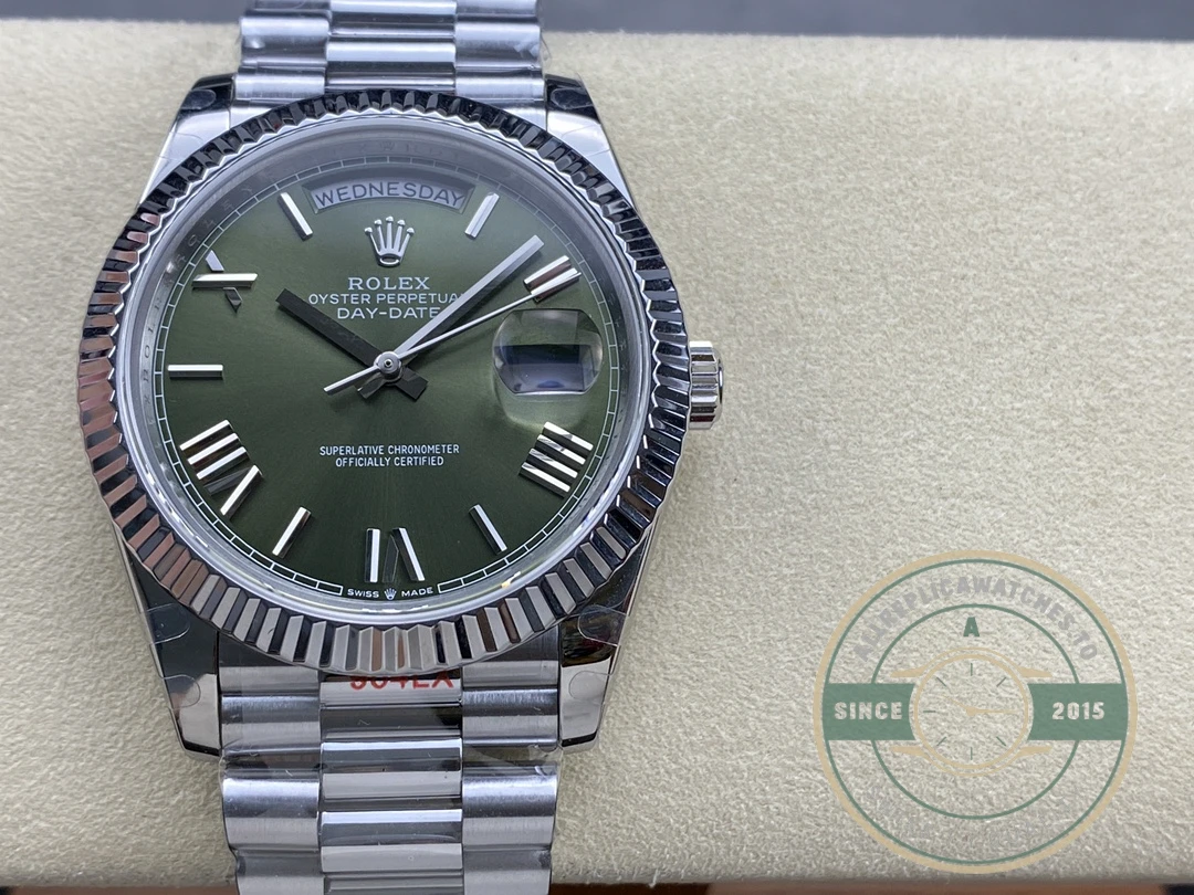 Rolex Day-Date 40mm Olive Green Roman Dial 228239 - Top-Tier Swiss Replica Watch