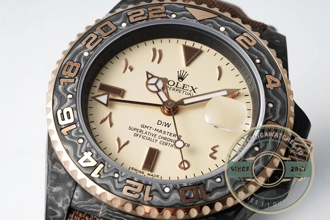 ROLEX GMT-Master II DIW Karbon Sarı Kadranı 40mm - Swiss Movement Replica Watch