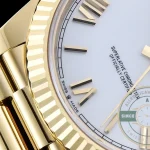 Super Clone Day-Date 40 mm White Dial Yellow Gold M228238-0042 - Swiss Movement Replica Watch