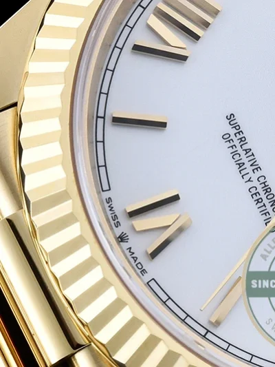 Super Clone Day-Date 40 mm White Dial Yellow Gold M228238-0042 - Swiss Movement Replica Watch