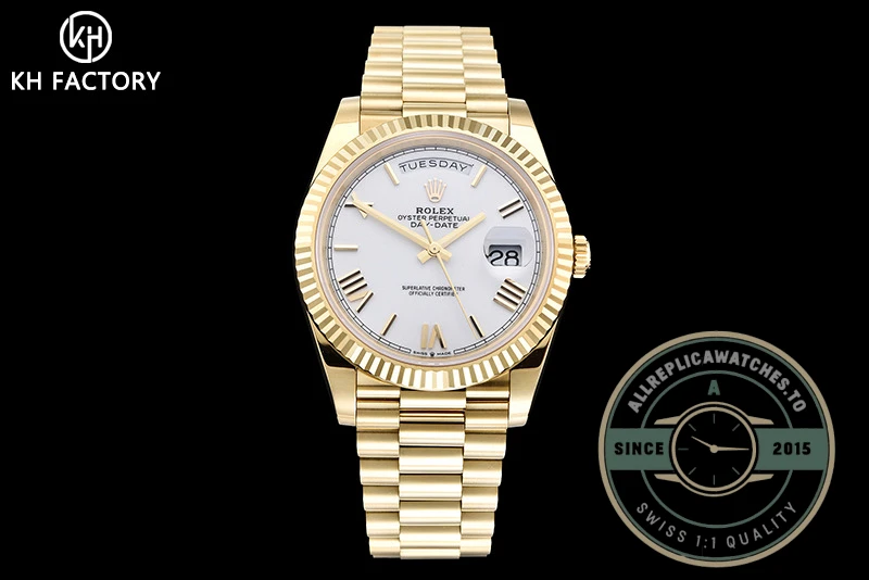 Super Clone Day-Date 40 mm White Dial Yellow Gold M228238-0042 - Swiss-Made Clone Watch