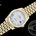 Super Clone Day-Date 40 mm White Dial Yellow Gold M228238-0042 - Best Quality Replica Watch