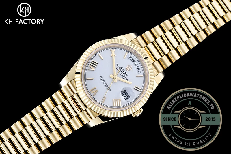 Super Clone Day-Date 40 mm White Dial Yellow Gold M228238-0042 - Best Quality Replica Watch
