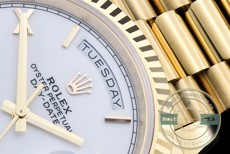 Super Clone Day-Date 40 mm White Dial Yellow Gold M228238-0042 - 1:1 Swiss Replica Watch