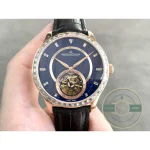 White gold case of the 40 mm Master Ultra Thin Tourbillon seen in side profile