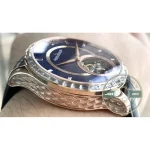 Alligator leather strap and pin buckle on the white gold Master Ultra Thin clone