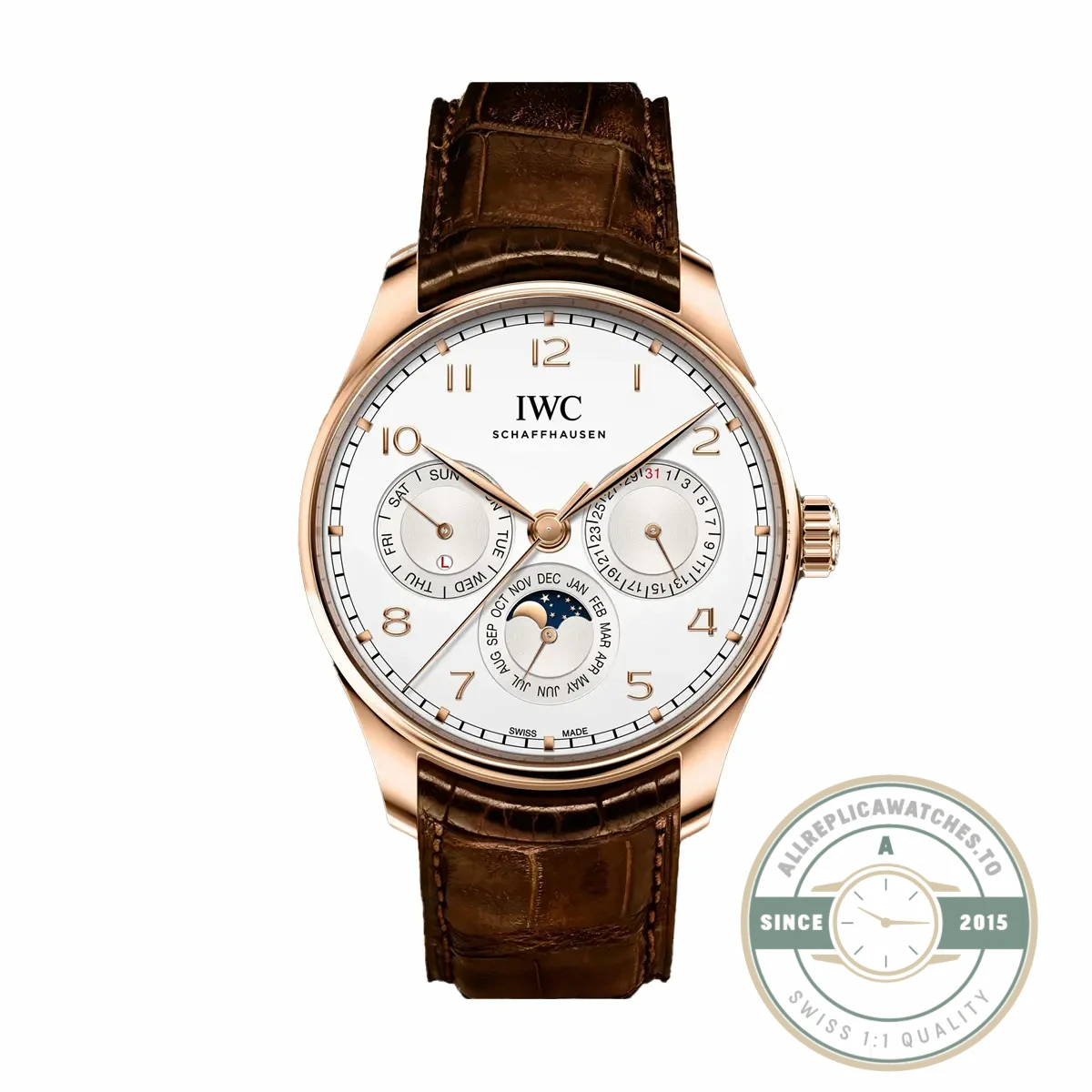 Superclone Portugieser Perpetual 42mm Rose Gold IW344202 - Luxury Replica Watch