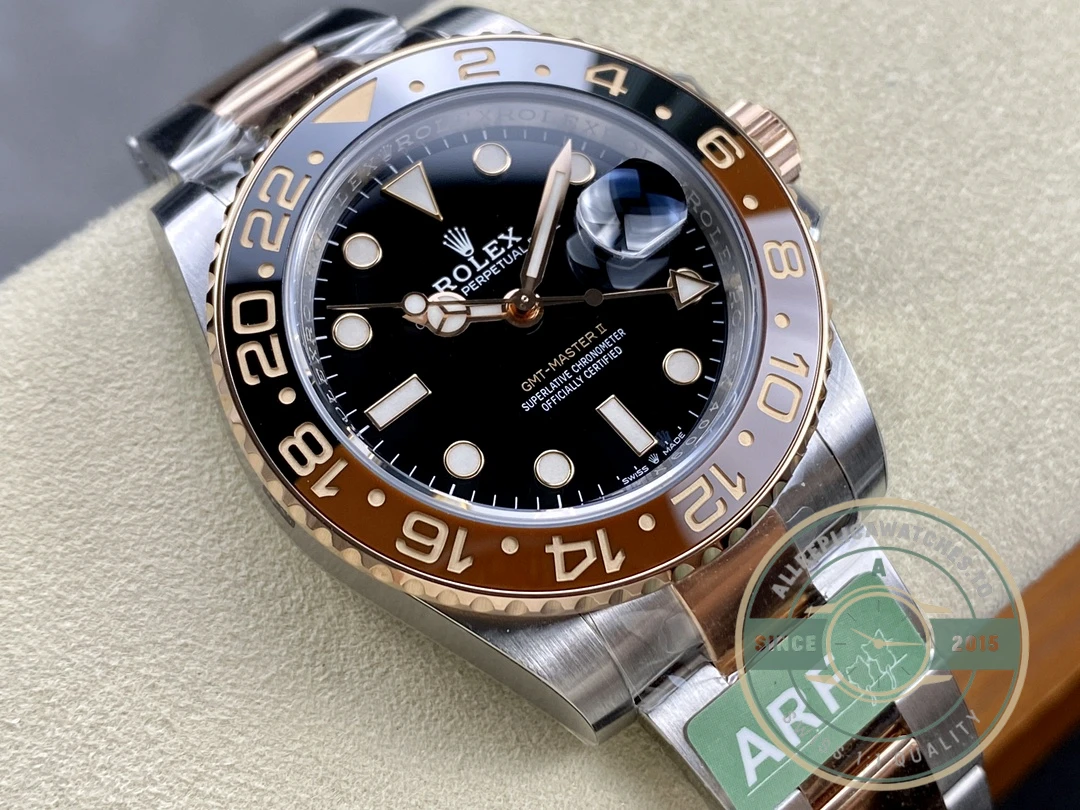 Superclone Rolex GMT-Master II 40mm Gold Steel 126711CHNR Root Beer - Luxury Replica Watch