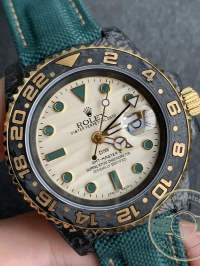 Superclone Rolex GMT-MASTER II-Carbon Fiber-Yellow Grey - Swiss Movement Replica Watch