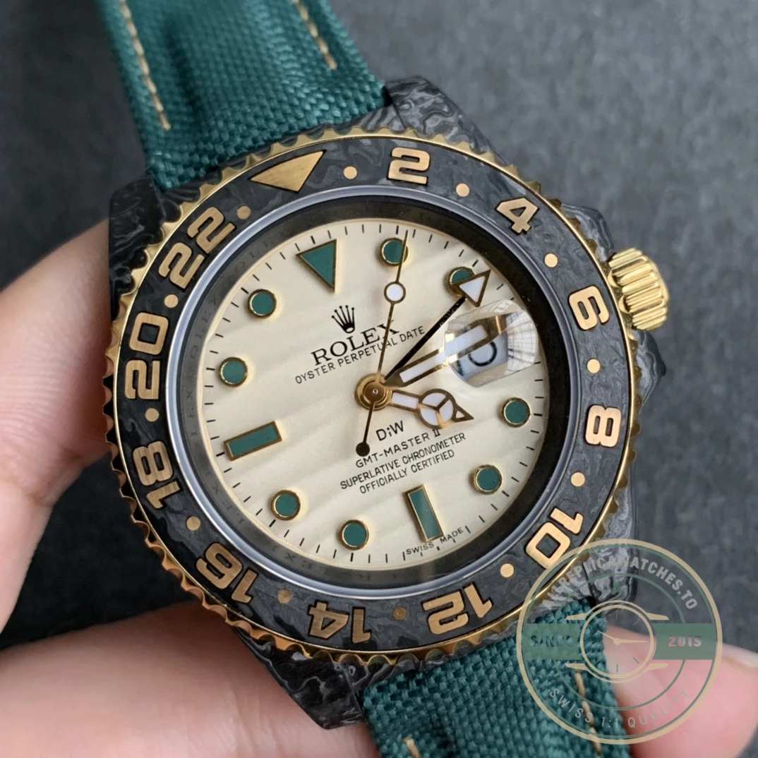 Superclone Rolex GMT-MASTER II-Carbon Fiber-Yellow Grey - Swiss Movement Replica Watch