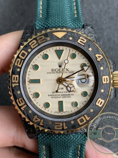 Superclone Rolex GMT-MASTER II-Carbon Fiber-Yellow Grey - High-Grade Replica Watch