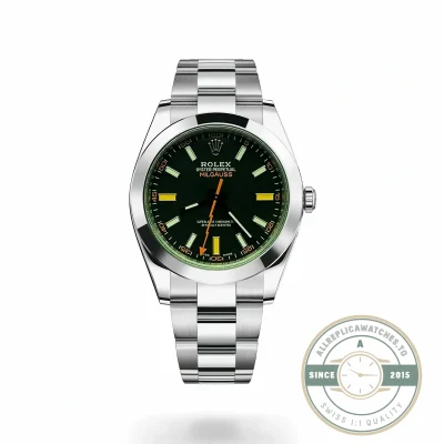 Superclone Rolex Milgauss 116400GV Black Dial Green Sapphire 40mm - Affordable Super Clone Watch