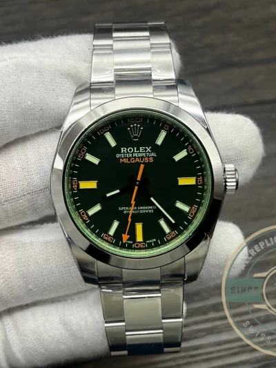 Superclone Rolex Milgauss 116400GV Black Dial Green Sapphire 40mm - Swiss-Made Clone Watch