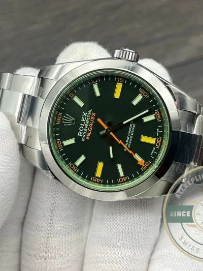 Superclone Rolex Milgauss 116400GV Black Dial Green Sapphire 40mm - Swiss Movement Replica Watch
