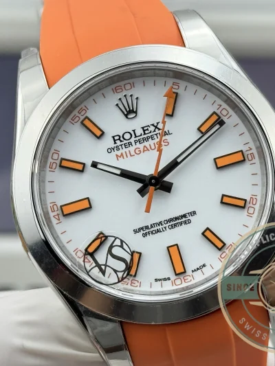 Superclone Rolex Milgauss 40mm White Dial 116400 Orange - Budget Luxury Replica Watch