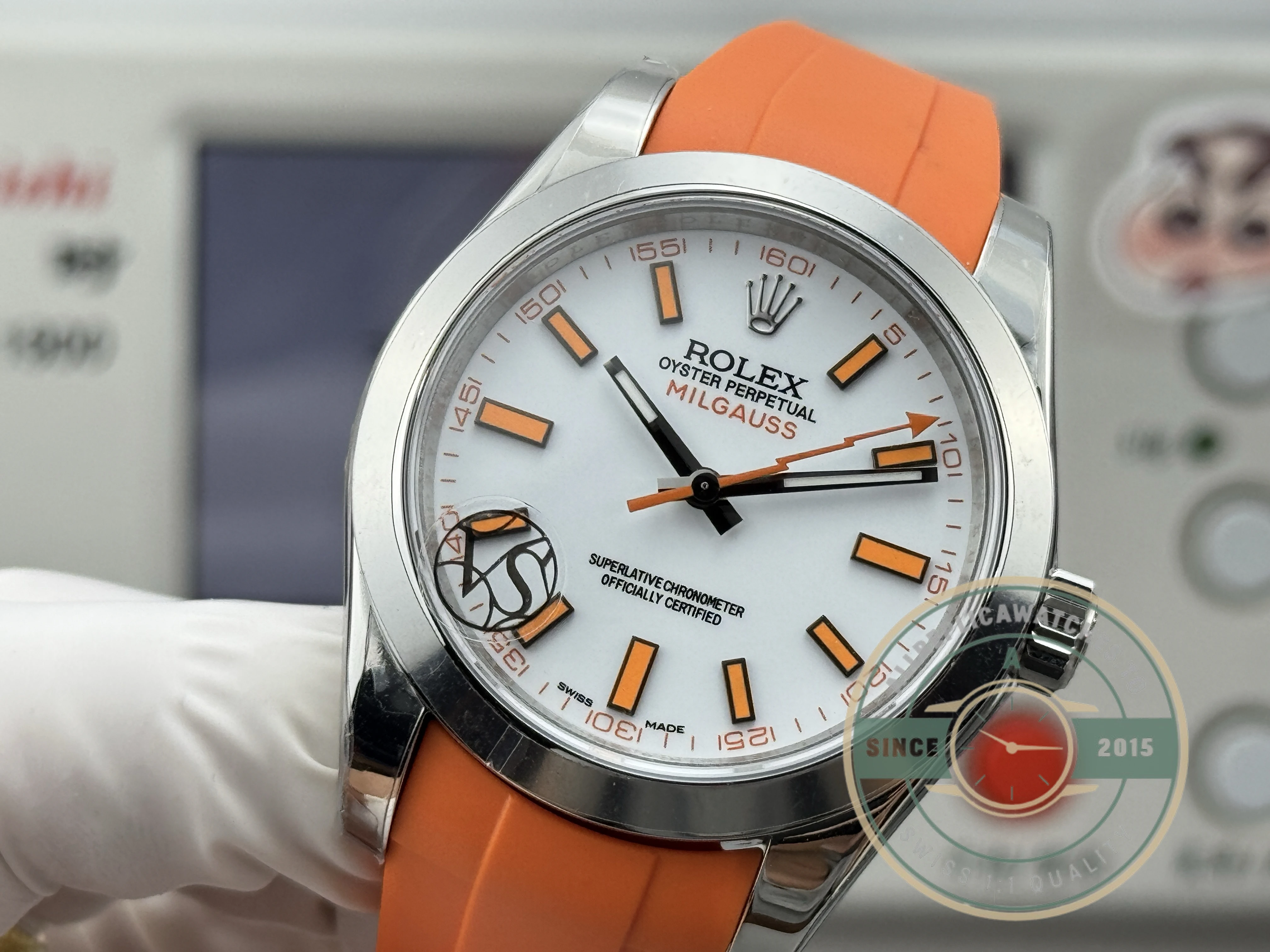 Superclone Rolex Milgauss 40mm White Dial 116400 Orange - Factory Super Clone Watch