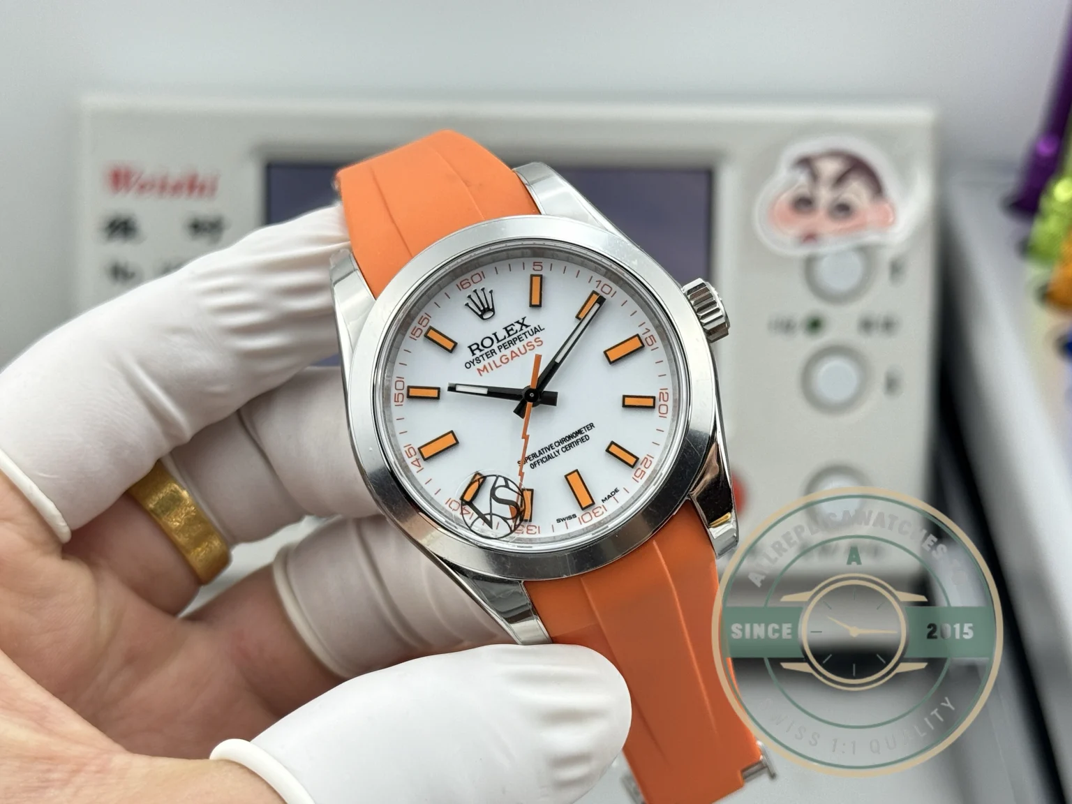 Superclone Rolex Milgauss 40mm White Dial 116400 Orange - High-Grade Replica Watch