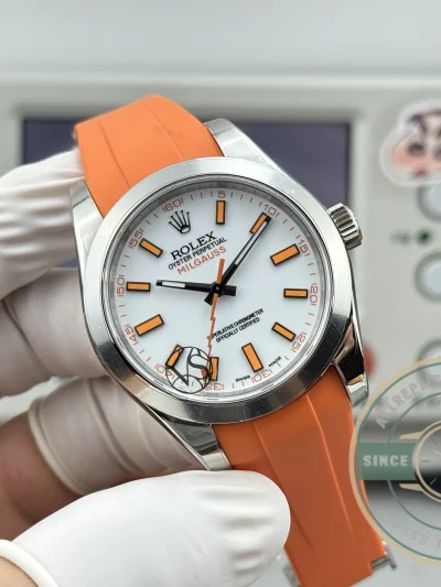 Superclone Rolex Milgauss 40mm White Dial 116400 Orange - High-Grade Replica Watch