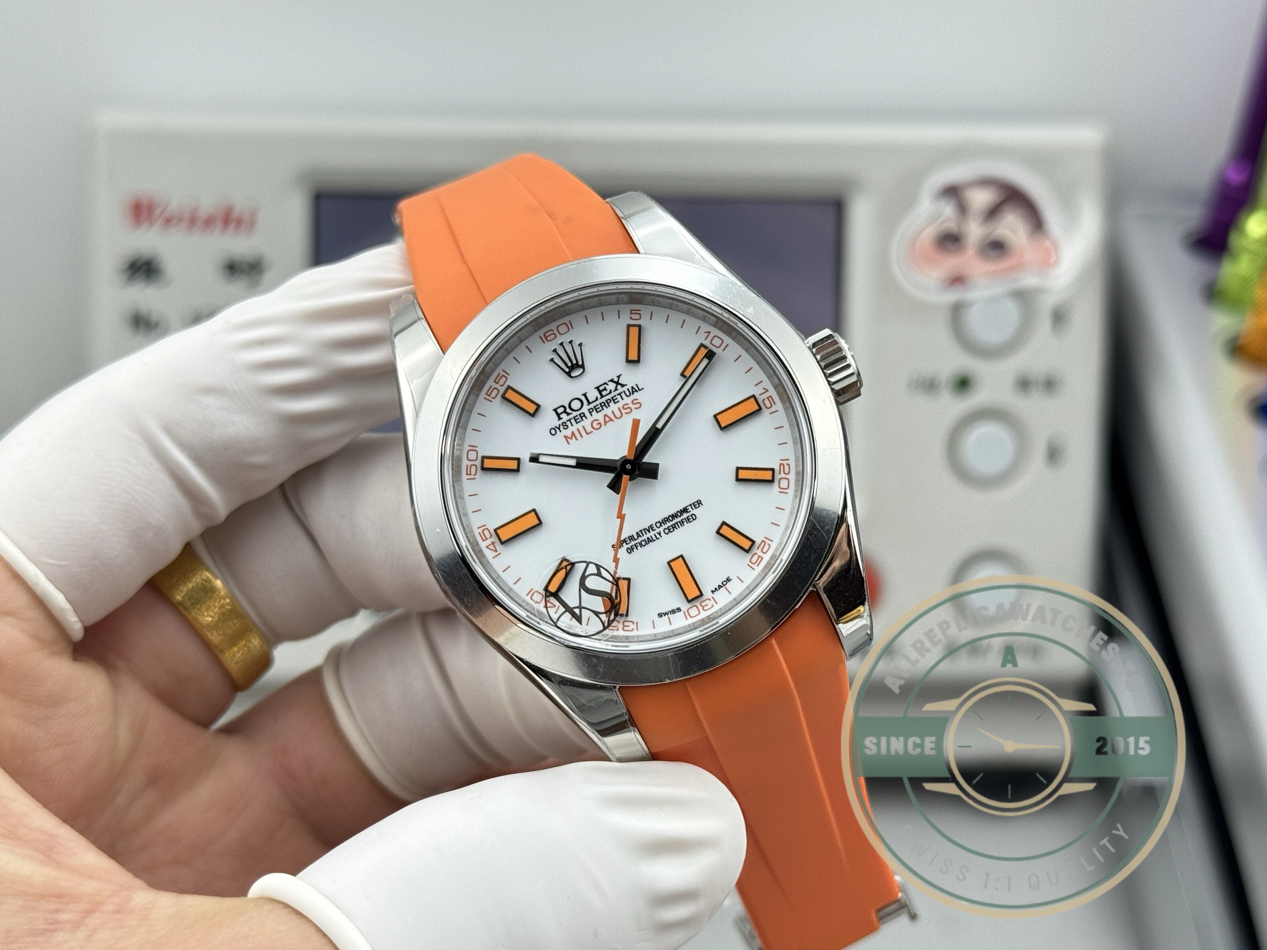 Superclone Rolex Milgauss 40mm White Dial 116400 Orange - High-Grade Replica Watch