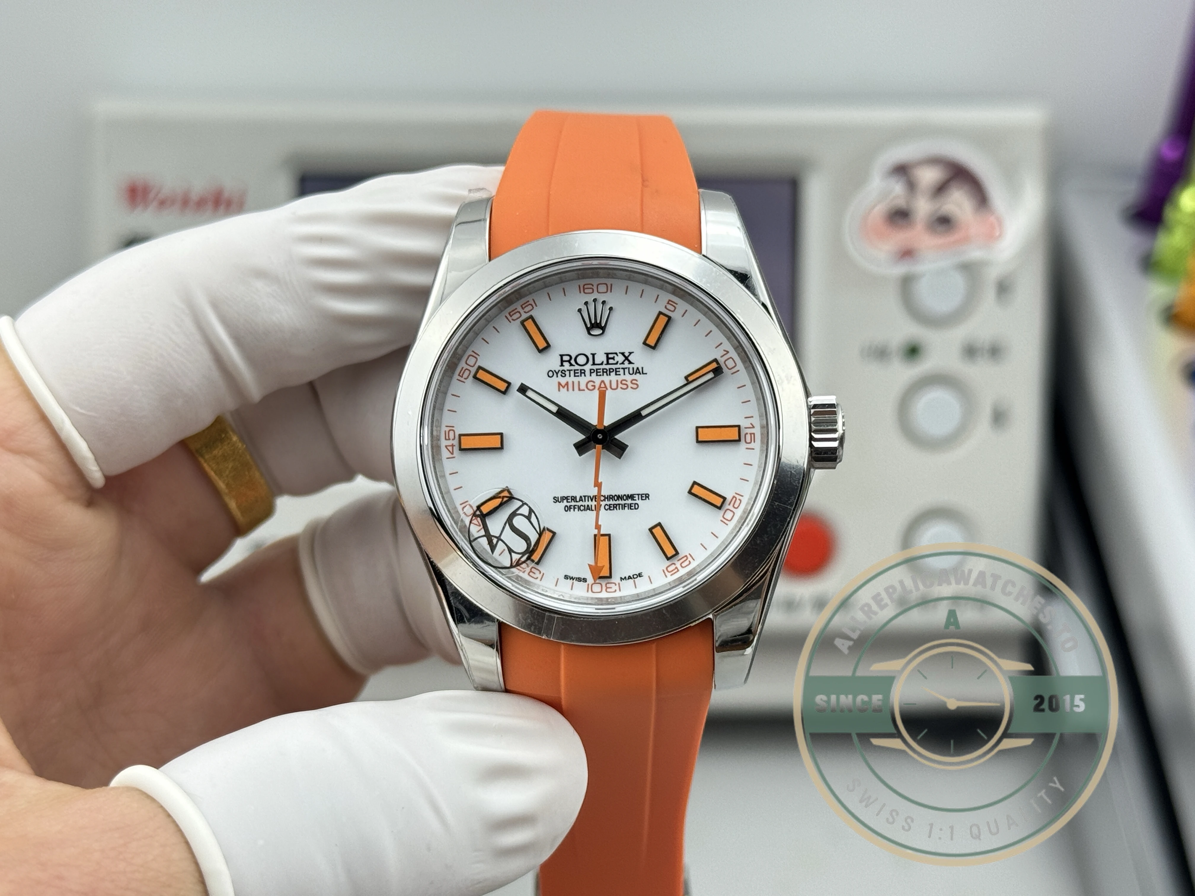 Superclone Rolex Milgauss 40mm White Dial 116400 Orange - High-Grade Replica Watch