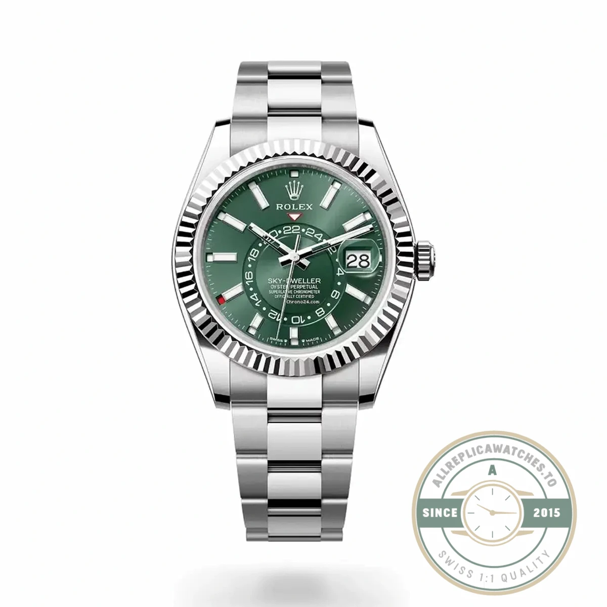 Superclone Rolex Sky-Dweller 326238 42mm Mint Dial Oyster - High-Grade Replica Watch