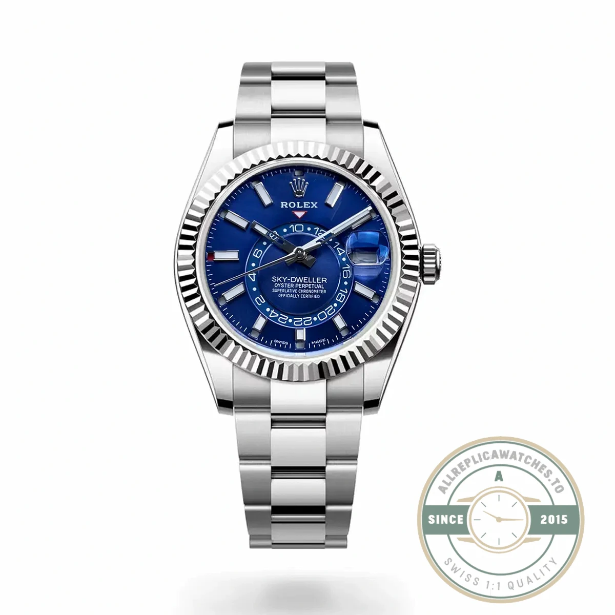 Superclone Rolex Sky-Dweller 326934 42mm Blue Dial Oyster - Best Quality Replica Watch
