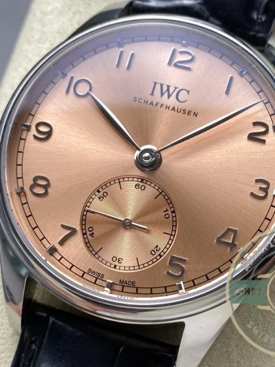 Swiss Clone IWC Portugieser Automatic Watch 40mm Salmon Dial IW358313 - High-Grade Replica Watch
