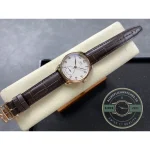 An alligator strap carries the weight of a 44mm precious metal case