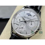 Moon phase disc at twelve o'clock on the silvered dial of the 1303520 perpetual calendar