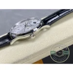 Three-quarter view of the white gold 1303520 case, polished lugs and crown in frame